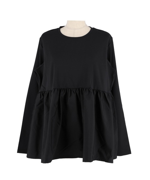 coca(coca)(コカ)の「異素材切り替え長袖Tシャツ(Tシャツ/カットソー・レディース・ブラック/ホワイト・L/M/S)」の14枚目の写真