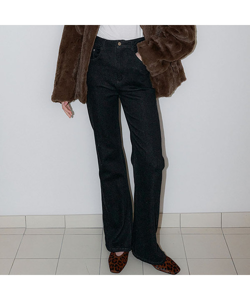 ATELIER NAIN(アトリエナイン)の「(PT-5733)CITY BOOTCUT WARM DENIM PANTS(スラックス・レディース・ブラック/インディゴブルー/ブルー・MEDIUM/LARGE/SMALL)」の1枚目の写真