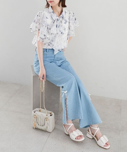 MAJESTIC LEGON（マジェスティックレゴン）の「シアーギャザーサンダル（サンダル・レディース・アイボリー/ブラック系その他2/ブラック/ベージュ/オフホワイト/チャコールグレー・SMALL/MEDIUM/LARGE/X-LARGE/XXL）」の10枚目の写真