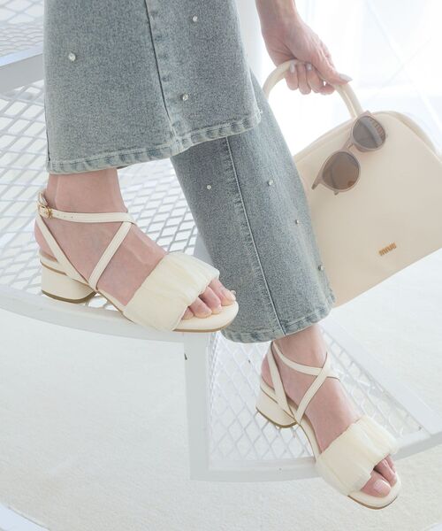 MAJESTIC LEGON（マジェスティックレゴン）の「シアーギャザーサンダル（サンダル・レディース・アイボリー/ブラック系その他2/ブラック/ベージュ/オフホワイト/チャコールグレー・SMALL/MEDIUM/LARGE/X-LARGE/XXL）」の12枚目の写真