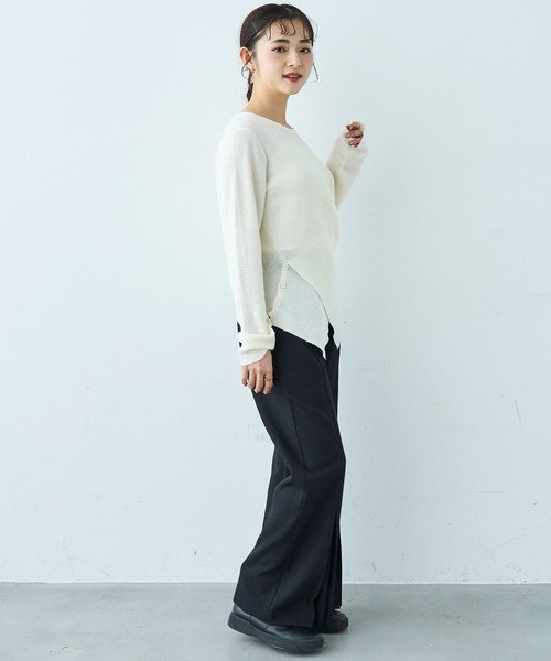 mil(ミル)の「クロスデザイン ニットトップス【586151】(ニット/セーター・レディース・アイボリー/ブラック・ONE SIZE)」の10枚目の写真
