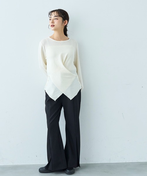 mil(ミル)の「クロスデザイン ニットトップス【586151】(ニット/セーター・レディース・アイボリー/ブラック・ONE SIZE)」の11枚目の写真