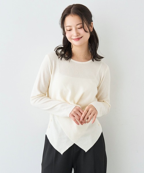 mil(ミル)の「クロスデザイン ニットトップス【586151】(ニット/セーター・レディース・アイボリー/ブラック・ONE SIZE)」の21枚目の写真