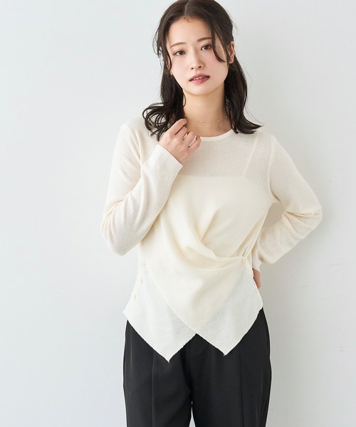 mil(ミル)の「クロスデザイン ニットトップス【586151】(ニット/セーター・レディース・アイボリー/ブラック・ONE SIZE)」の16枚目の写真