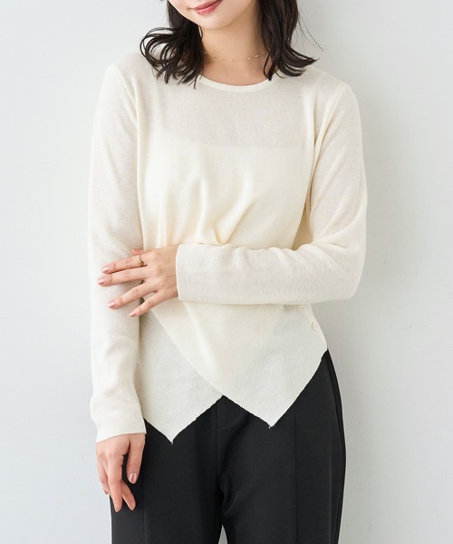 mil(ミル)の「クロスデザイン ニットトップス【586151】(ニット/セーター・レディース・アイボリー/ブラック・ONE SIZE)」の22枚目の写真