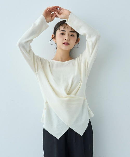 mil(ミル)の「クロスデザイン ニットトップス【586151】(ニット/セーター・レディース・アイボリー/ブラック・ONE SIZE)」の15枚目の写真