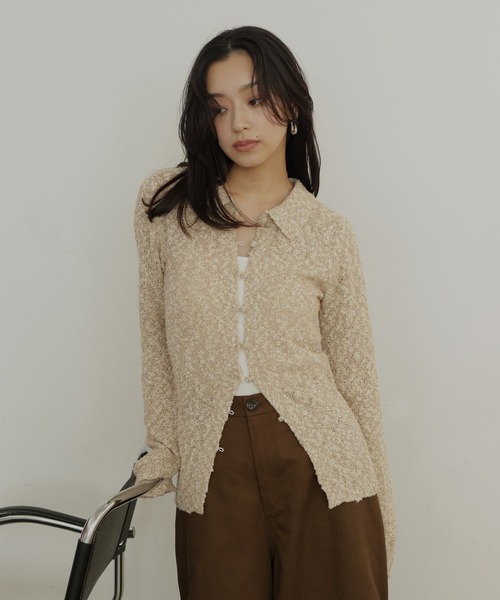 hellam（へラム）の「MIXヤーンポロニットカーディガン（ニット/セーター・レディース・グリーン/ベージュ/ブラックミックス・FREE）」の20枚目の写真