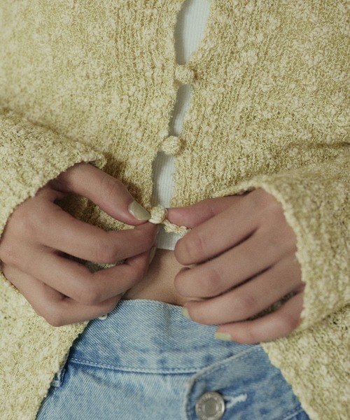 hellam（へラム）の「MIXヤーンポロニットカーディガン（ニット/セーター・レディース・グリーン/ベージュ/ブラックミックス・FREE）」の6枚目の写真