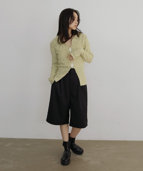 hellam（へラム）の「MIXヤーンポロニットカーディガン（ニット/セーター・レディース・グリーン/ベージュ/ブラックミックス・FREE）」の8枚目の写真