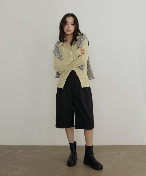 hellam（へラム）の「MIXヤーンポロニットカーディガン（ニット/セーター・レディース・グリーン/ベージュ/ブラックミックス・FREE）」の12枚目の写真