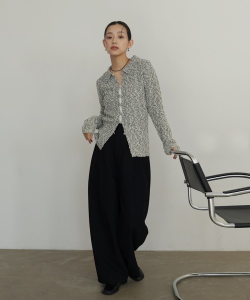 hellam（へラム）の「MIXヤーンポロニットカーディガン（ニット/セーター・レディース・グリーン/ベージュ/ブラックミックス・FREE）」の16枚目の写真