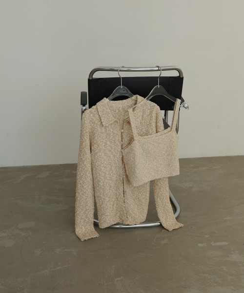 hellam（へラム）の「MIXヤーンポロニットカーディガン（ニット/セーター・レディース・グリーン/ベージュ/ブラックミックス・FREE）」の4枚目の写真