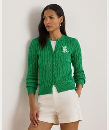 ローレン ラルフローレン リネン混 ニット トッパー カーディガン S 紺 緑 POLO RALPH LAUREN - POLO Ralph Lauren ポロ ラルフローレン