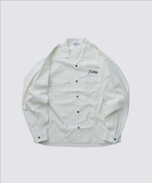 FIDELITY（フィデリティ）の「LOGO EMB TENCEL OPEN COLLER SHIRT / 長袖オープンカラーシャツ（シャツ/ブラウス・メンズ・ブラック/サックスブルー/アイボリー・MEDIUM/LARGE）」の2枚目の写真