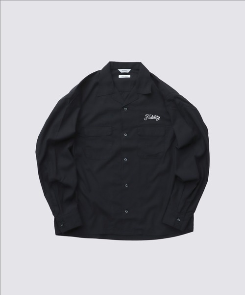 FIDELITY（フィデリティ）の「LOGO EMB TENCEL OPEN COLLER SHIRT / 長袖オープンカラーシャツ（シャツ/ブラウス・メンズ・ブラック/サックスブルー/アイボリー・MEDIUM/LARGE）」の3枚目の写真