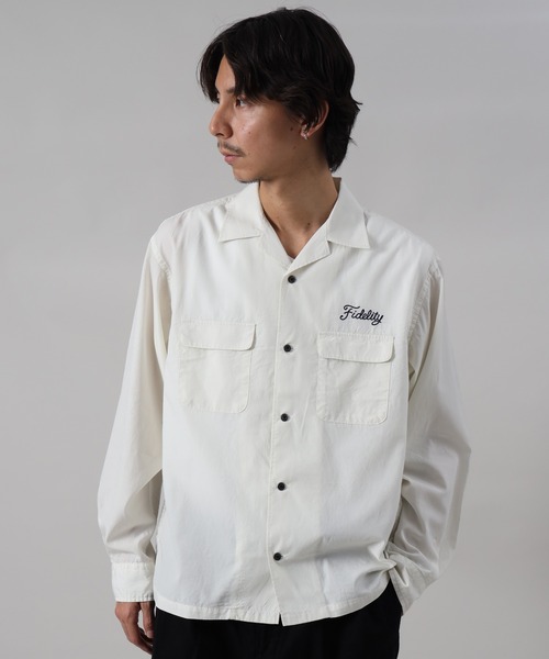 FIDELITY（フィデリティ）の「LOGO EMB TENCEL OPEN COLLER SHIRT / 長袖オープンカラーシャツ（シャツ/ブラウス・メンズ・ブラック/サックスブルー/アイボリー・MEDIUM/LARGE）」の14枚目の写真