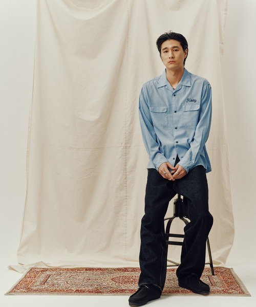 FIDELITY（フィデリティ）の「LOGO EMB TENCEL OPEN COLLER SHIRT / 長袖オープンカラーシャツ（シャツ/ブラウス・メンズ・ブラック/サックスブルー/アイボリー・MEDIUM/LARGE）」の13枚目の写真