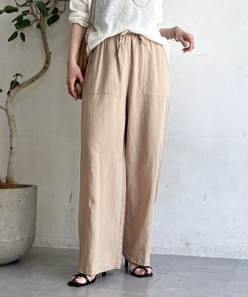 un dix cors(アンディコール)の「麻イージーパンツ(その他パンツ・レディース・ベージュ・FREE)」の1枚目の写真