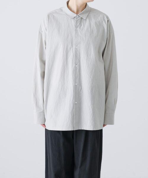 かぐれ（カグレ）の「『ユニセックス』コットンレギュラーカラーボックスシャツ（シャツ/ブラウス・レディース・チャコールグレー/ベージュ/ライトグレー・1/2）」の12枚目の写真