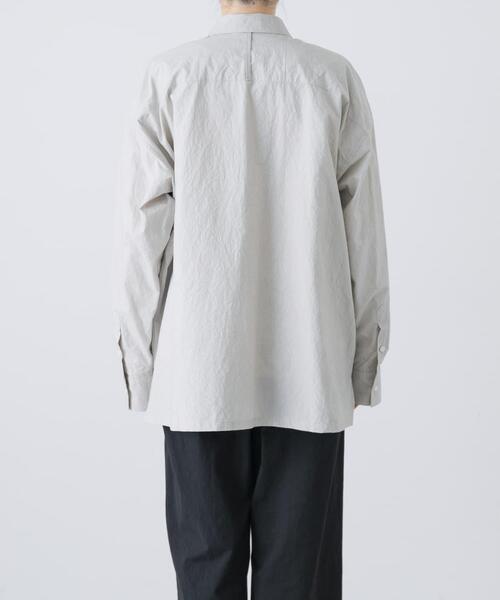 かぐれ（カグレ）の「『ユニセックス』コットンレギュラーカラーボックスシャツ（シャツ/ブラウス・レディース・チャコールグレー/ベージュ/ライトグレー・1/2）」の14枚目の写真