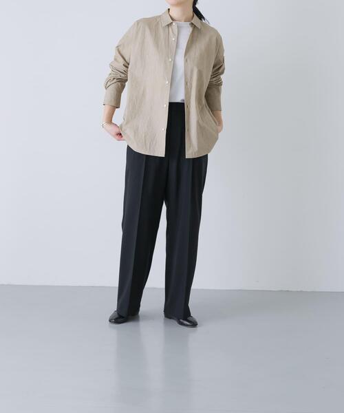 かぐれ（カグレ）の「『ユニセックス』コットンレギュラーカラーボックスシャツ（シャツ/ブラウス・レディース・チャコールグレー/ベージュ/ライトグレー・1/2）」の19枚目の写真