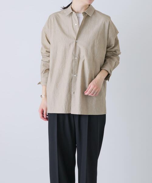 かぐれ（カグレ）の「『ユニセックス』コットンレギュラーカラーボックスシャツ（シャツ/ブラウス・レディース・チャコールグレー/ベージュ/ライトグレー・1/2）」の20枚目の写真