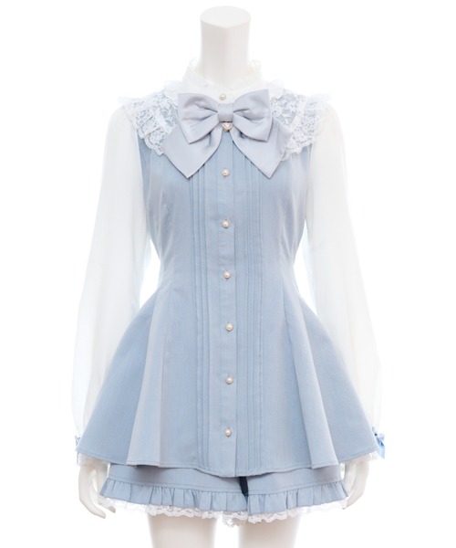 Secret Honey（シークレットハニー）の「レースセーラー付きスタンドカラーセットアップ（セットアップ・レディース・ライトブルー/ブラック・MEDIUM）」の9枚目の写真
