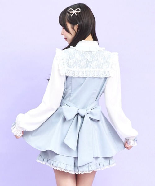 Secret Honey（シークレットハニー）の「レースセーラー付きスタンドカラーセットアップ（セットアップ・レディース・ライトブルー/ブラック・MEDIUM）」の5枚目の写真