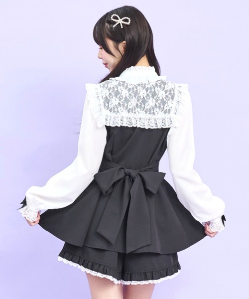 Secret Honey（シークレットハニー）の「レースセーラー付きスタンドカラーセットアップ（セットアップ・レディース・ライトブルー/ブラック・MEDIUM）」の8枚目の写真