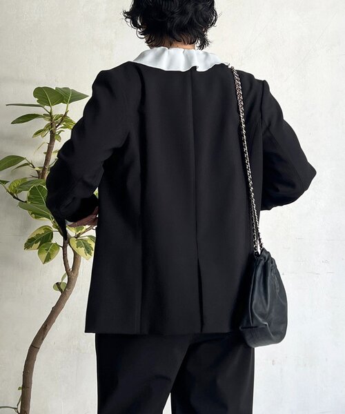 un dix cors（アンディコール）の「【フォーマル・セレモニー】TRダブルクロスシングルジャケット（テーラードジャケット・レディース・ネイビー/グレイッシュベージュ/ブラック・FREE）」の5枚目の写真