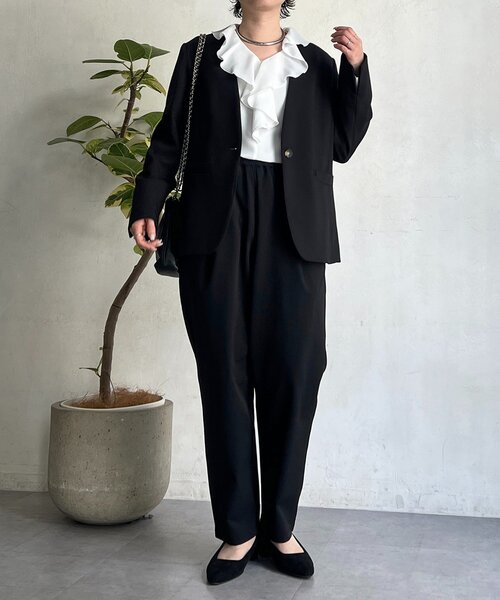 un dix cors（アンディコール）の「【フォーマル・セレモニー】TRダブルクロスシングルジャケット（テーラードジャケット・レディース・ネイビー/グレイッシュベージュ/ブラック・FREE）」の8枚目の写真