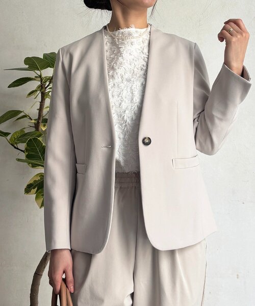 un dix cors（アンディコール）の「【フォーマル・セレモニー】TRダブルクロスシングルジャケット（テーラードジャケット・レディース・ネイビー/グレイッシュベージュ/ブラック・FREE）」の11枚目の写真