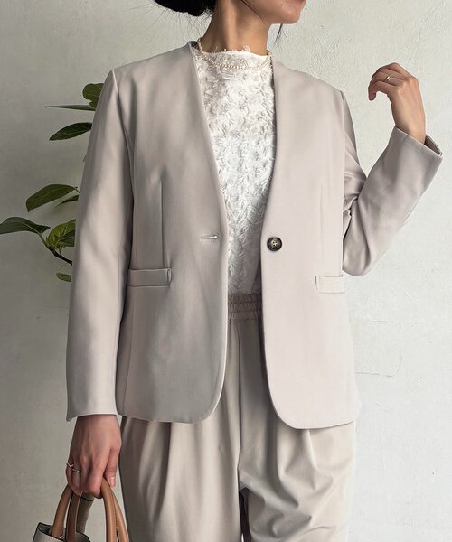 un dix cors（アンディコール）の「【フォーマル・セレモニー】TRダブルクロスシングルジャケット（テーラードジャケット・レディース・ネイビー/グレイッシュベージュ/ブラック・FREE）」の14枚目の写真