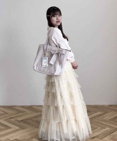 Maison de FLEUR（メゾンドフルール）の「リボンチャーム付きマルチポケットトートバッグ（トートバッグ・レディース・ピンク系その他/ネイビー/ブラック・FREE）」の22枚目の写真