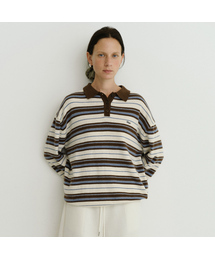 URAGO（ユラーゴ）の「Stripe wool pique knit（ポロシャツ）」