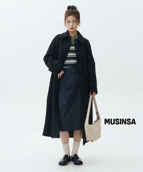 URAGO（ユラーゴ）の「Stripe wool pique knit（ポロシャツ・レディース・ブラウン/ネイビー・FREE）」の9枚目の写真