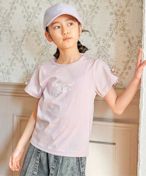 ikka(イッカ)の「冷感肩ギンガム切り替えロゴT(120~160cm)(Tシャツ/カットソー・キッズ・サックスブルー/オフホワイト/ラベンダー・140/150/120/130/160)」の3枚目の写真