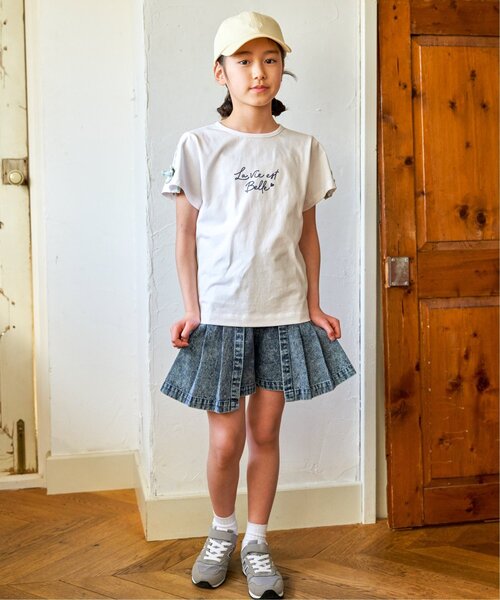 ikka(イッカ)の「冷感肩ギンガム切り替えロゴT(120~160cm)(Tシャツ/カットソー・キッズ・サックスブルー/オフホワイト/ラベンダー・140/150/120/130/160)」の12枚目の写真