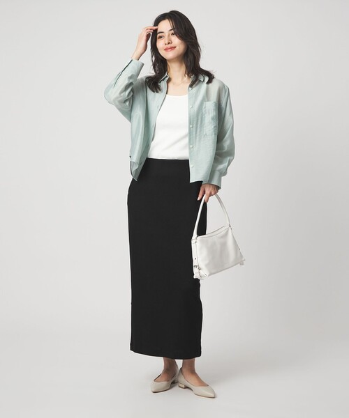 green label relaxing(グリーンレーベルリラクシング)の「ブライトリブ タイト スカート(スカート・レディース・ブラック/ダークブラウン・36/38)」の20枚目の写真