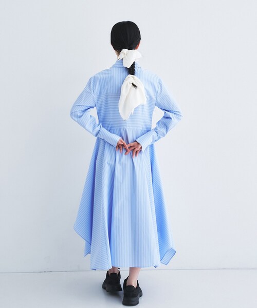 CODE A(コードエー)の「stripe shirt dress(ワンピース・レディース・サックスブルー系2/パープル系1・36/34)」の7枚目の写真