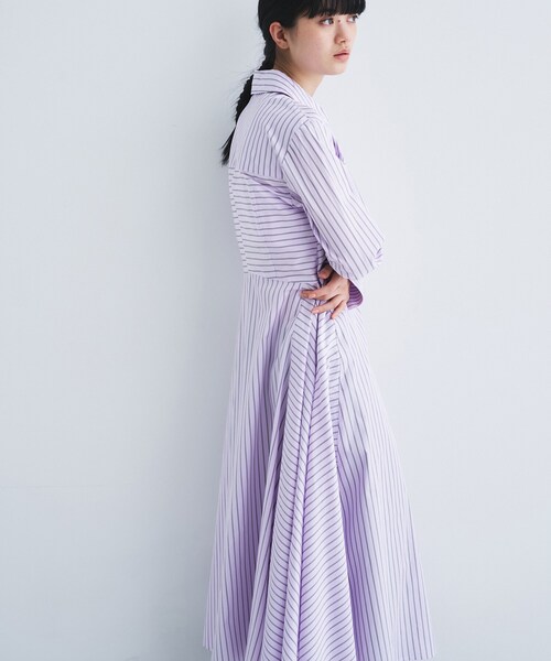 CODE A(コードエー)の「stripe shirt dress(ワンピース・レディース・サックスブルー系2/パープル系1・36/34)」の11枚目の写真