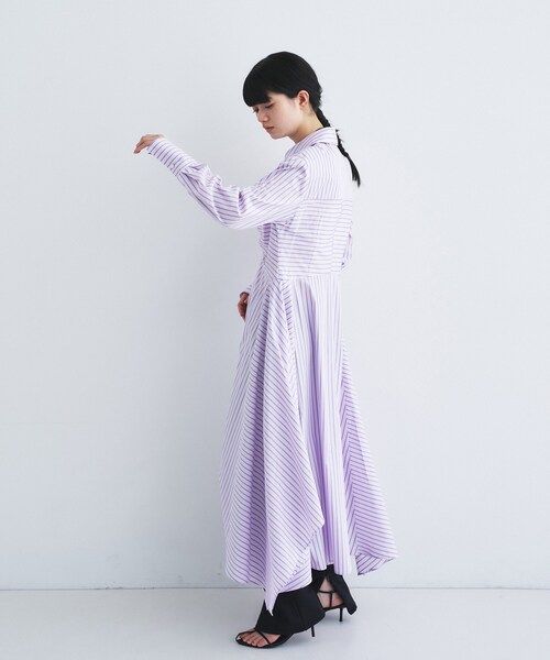 CODE A(コードエー)の「stripe shirt dress(ワンピース・レディース・サックスブルー系2/パープル系1・36/34)」の13枚目の写真