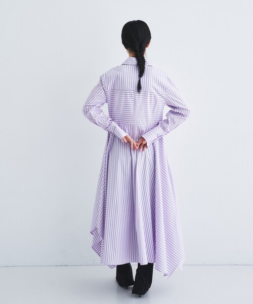 CODE A(コードエー)の「stripe shirt dress(ワンピース・レディース・サックスブルー系2/パープル系1・36/34)」の14枚目の写真