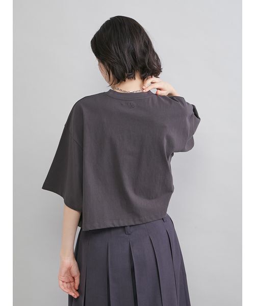 Mila Owen（ミラオーウェン）の「ショート丈ワイドグラフィックＴシャツ（Tシャツ/カットソー・レディース・ピンク/ホワイト/チャコールグレー・F）」の6枚目の写真