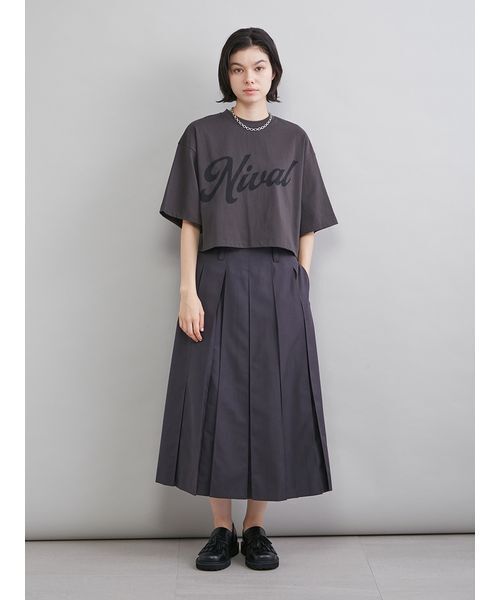 Mila Owen（ミラオーウェン）の「ショート丈ワイドグラフィックＴシャツ（Tシャツ/カットソー・レディース・ピンク/ホワイト/チャコールグレー・F）」の11枚目の写真