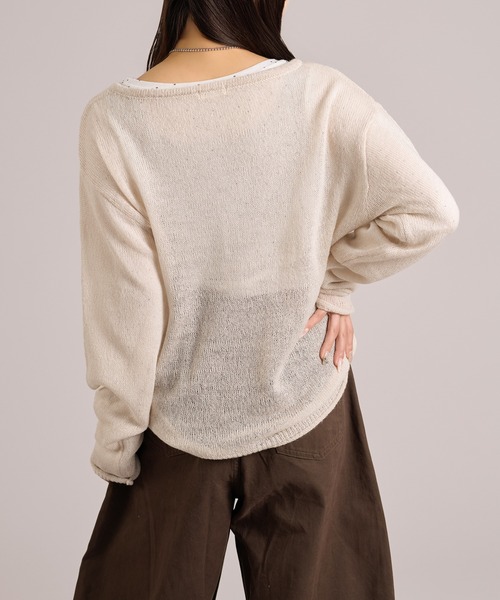 apres jour mignon(アプレジュールミニョン)の「ヘンリーシアーニット(ニット/セーター・レディース・ピンク/ネイビー/グレイッシュベージュ・フリー/LARGE)」の9枚目の写真