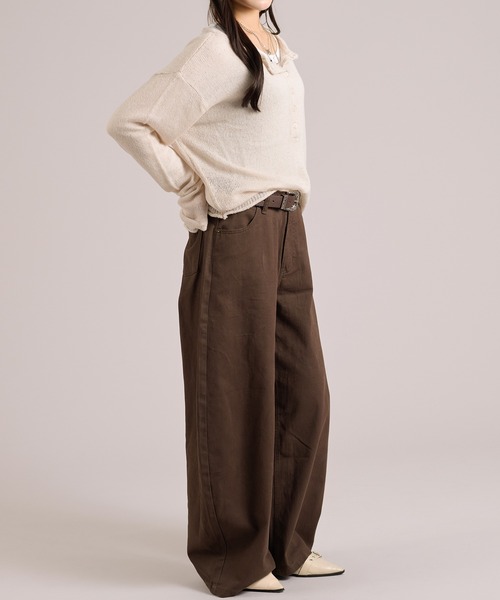 apres jour mignon(アプレジュールミニョン)の「ヘンリーシアーニット(ニット/セーター・レディース・ピンク/ネイビー/グレイッシュベージュ・フリー/LARGE)」の11枚目の写真