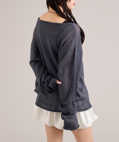 apres jour mignon(アプレジュールミニョン)の「ヘンリーシアーニット(ニット/セーター・レディース・ピンク/ネイビー/グレイッシュベージュ・フリー/LARGE)」の17枚目の写真