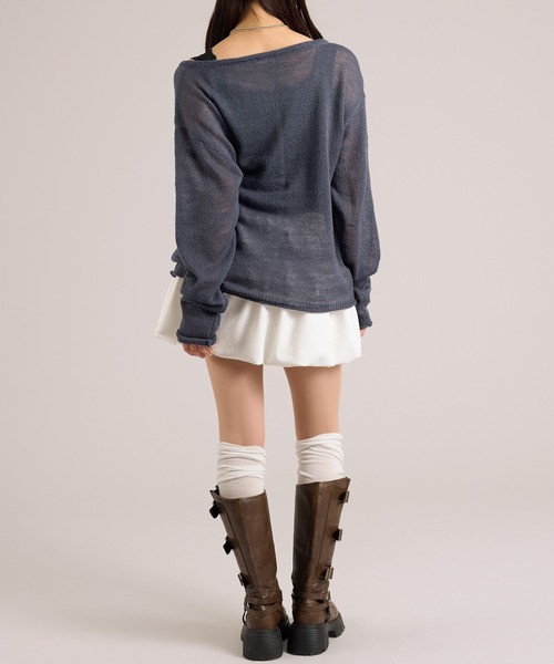 apres jour mignon(アプレジュールミニョン)の「ヘンリーシアーニット(ニット/セーター・レディース・ピンク/ネイビー/グレイッシュベージュ・フリー/LARGE)」の20枚目の写真