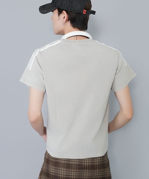 SPINNS（スピンズ）の「短丈ピグメント加工半袖Tシャツ/ゲームシャツロゴ（Tシャツ/カットソー・メンズ・ブラック系その他/グレー系その他/ブラウン系その他・ONESIZE）」の9枚目の写真